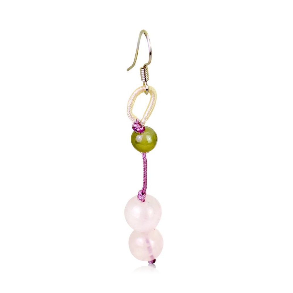 Alluring Beads Rose Quartz Gemstone Earrings